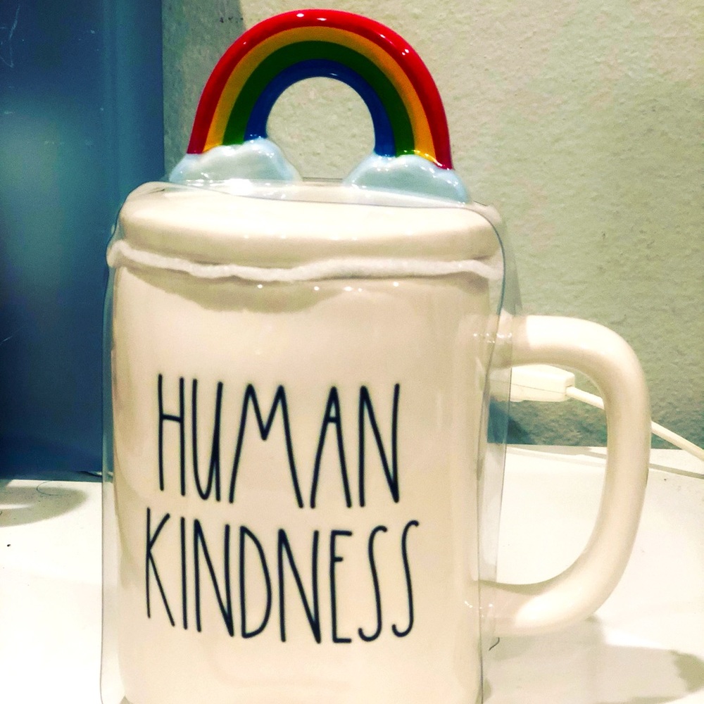 Human Kindness Mug with Rainbow topper
